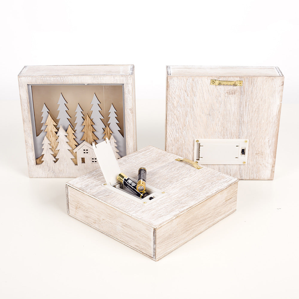 Drewniana Świecąca Ramka 3D LED – Leśna Sceneria