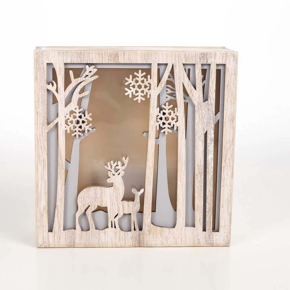 Drewniana Świecąca Ramka 3D LED – Leśna Sceneria