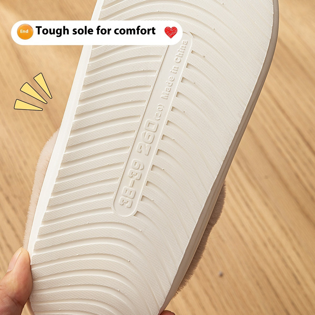 Kapcie Domowe Ocieplane z Puszystym Futerkiem (Wzór Renifer) ❄️