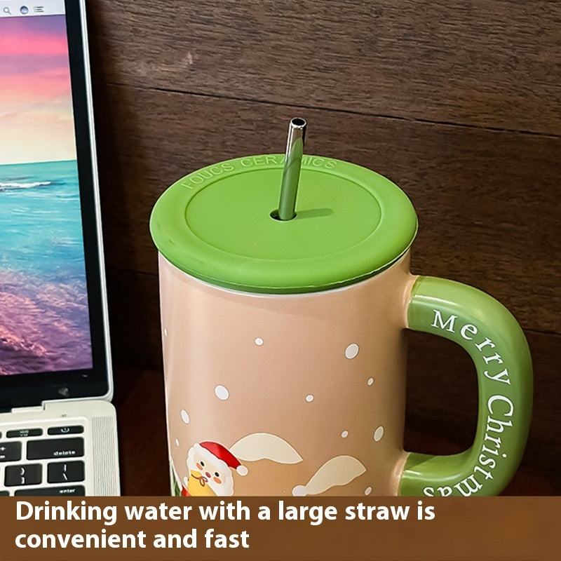 Kubek Świąteczny XXL 800ml z Pokrywką i Słomką